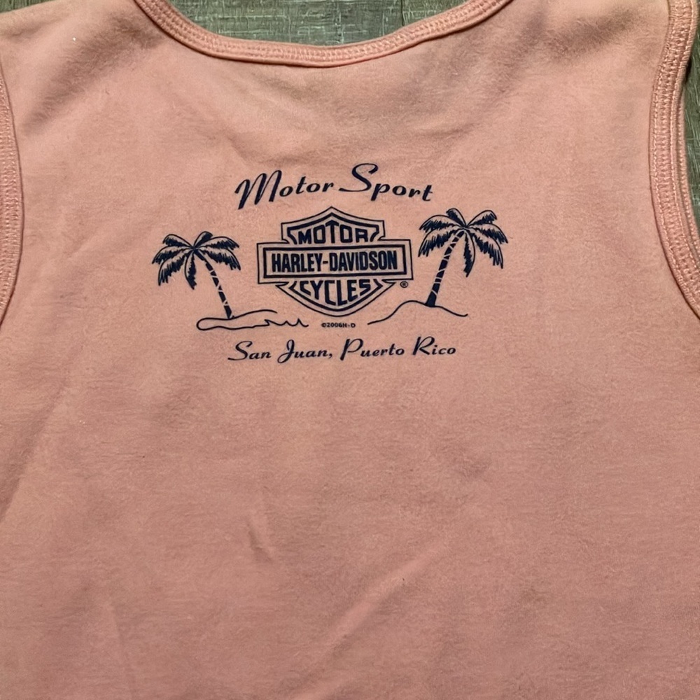 Harley-Davidson Girl’s Early 2000s Pink Sz M Fitted Tank Top. Eagle Graphic EUC - Picture 5 of 8